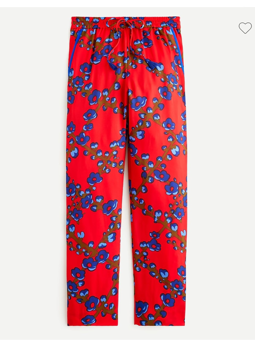 J. Crew Collection Drapey Pull-On Pants in Lattice Floral Red NWOT Size 8